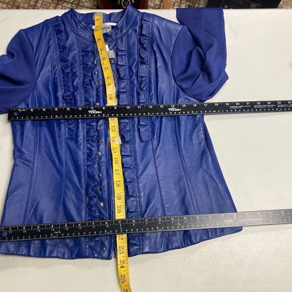 PETER NYGARD Leather & Knit‎ Blue Jacket Size Small Long Sleeves - Picture 4 of 8